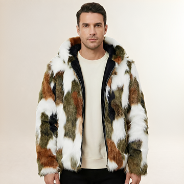 Men's Hooded Jacket - Colorful Pattern, Zip Closure, Regular Fit, Casual Style