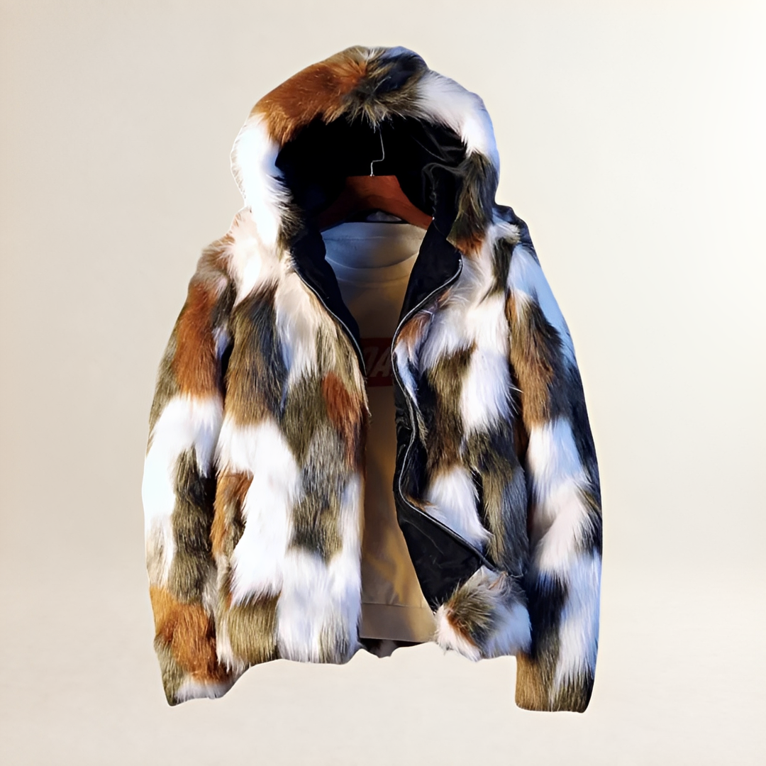 Men's Hooded Jacket - Colorful Pattern, Zip Closure, Regular Fit, Casual Style