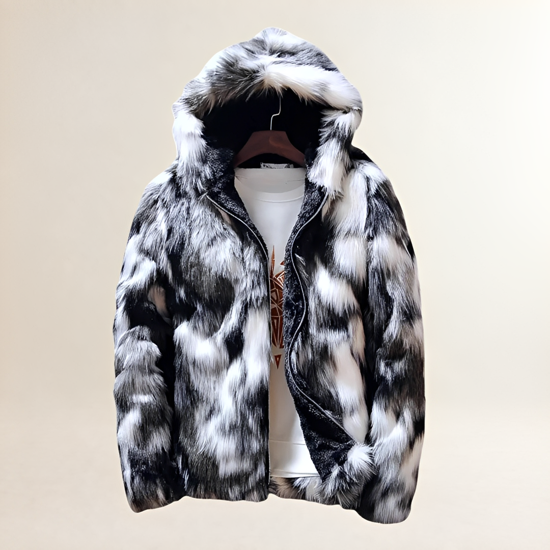 Men's Hooded Jacket - Colorful Pattern, Zip Closure, Regular Fit, Casual Style