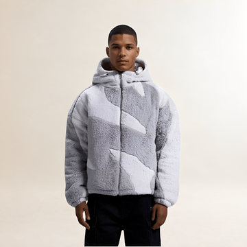 Men's Hooded Zip-Up Jacket - Color Block Design, Relaxed Fit