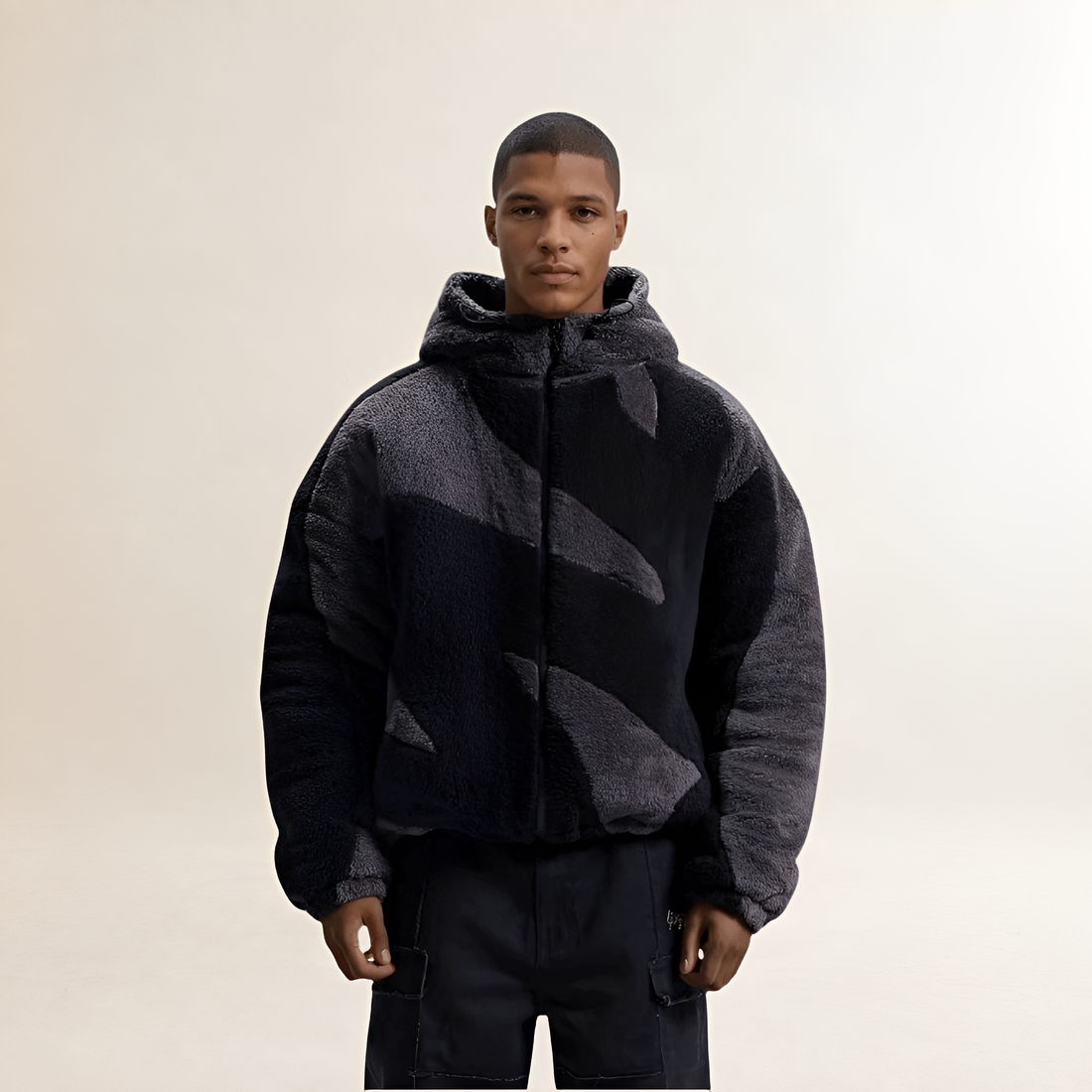 Men's Hooded Zip-Up Jacket - Color Block Design, Relaxed Fit
