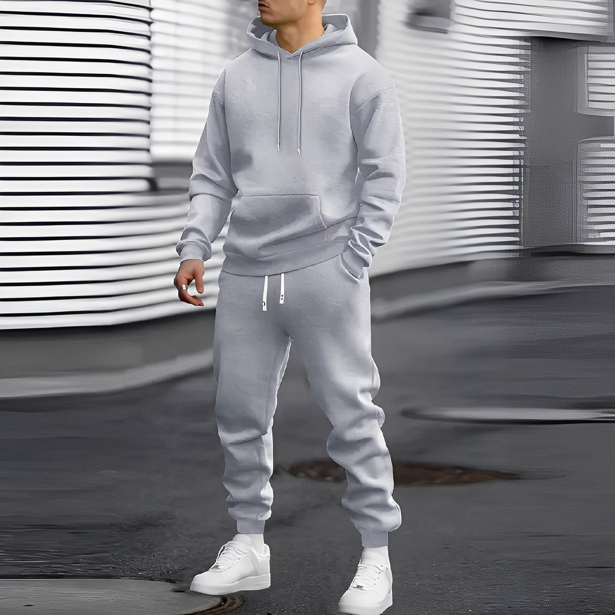 Men's Hoodie and Jogger Set with Pockets - Relaxed Fit