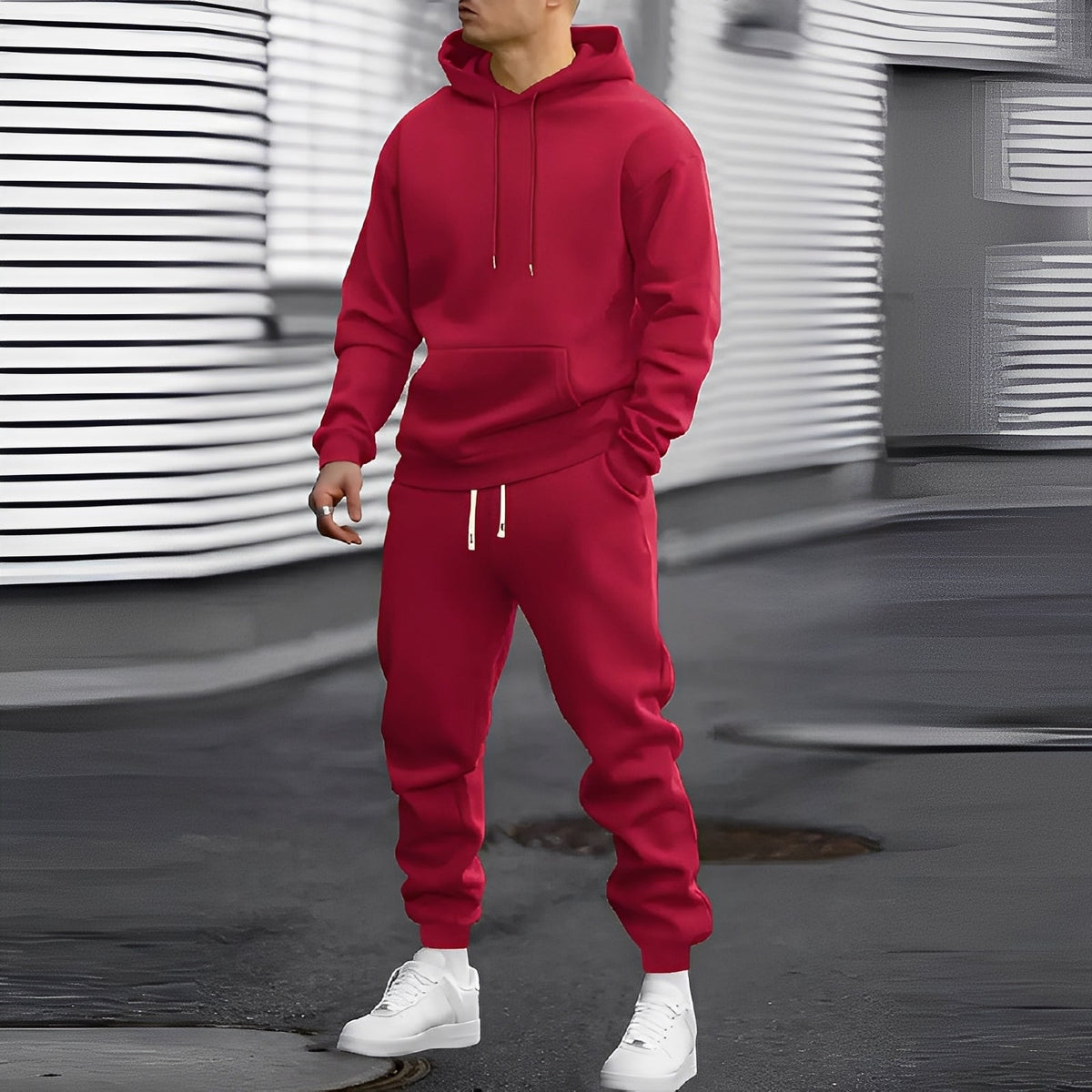 Men's Hoodie and Jogger Set with Pockets - Relaxed Fit