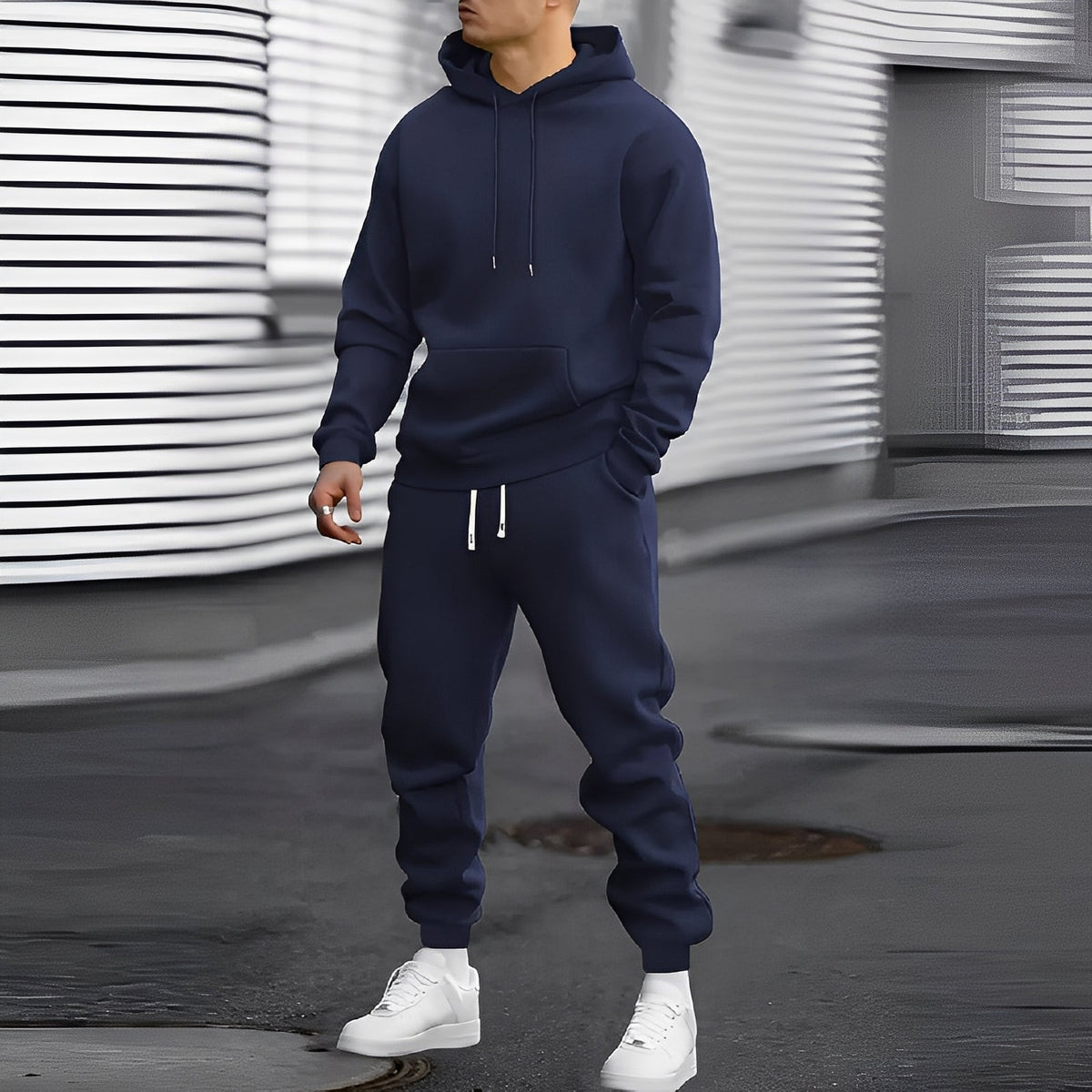 Men's Hoodie and Jogger Set with Pockets - Relaxed Fit
