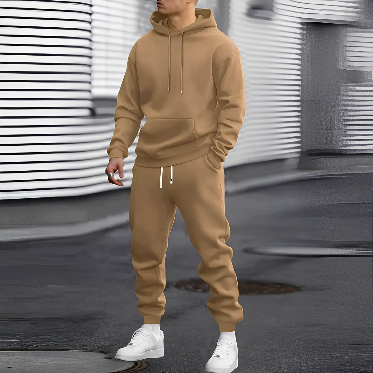 Men's Hoodie and Jogger Set with Pockets - Relaxed Fit