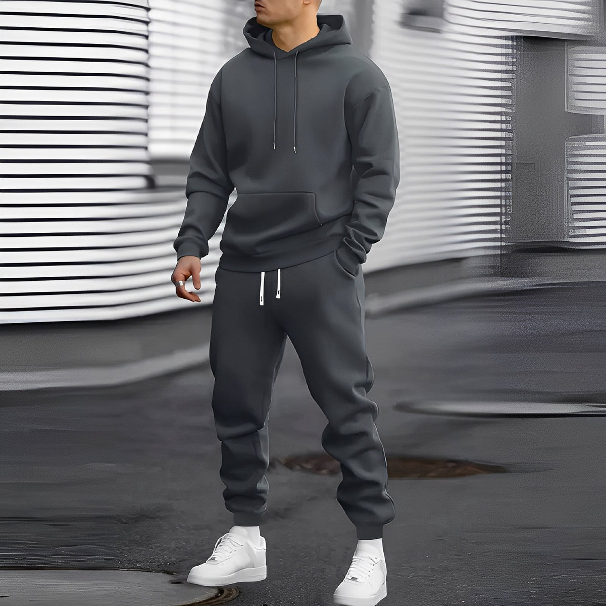 Men's Hoodie and Jogger Set with Pockets - Relaxed Fit