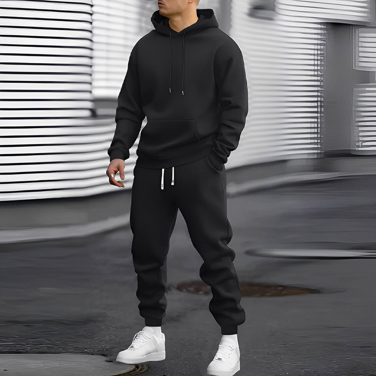 Men's Hoodie and Jogger Set with Pockets - Relaxed Fit
