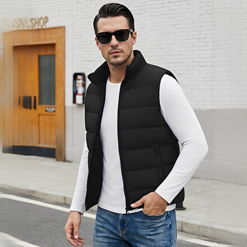 Men's Insulated Vest with Zipper Closure and Pockets - Casual Fit