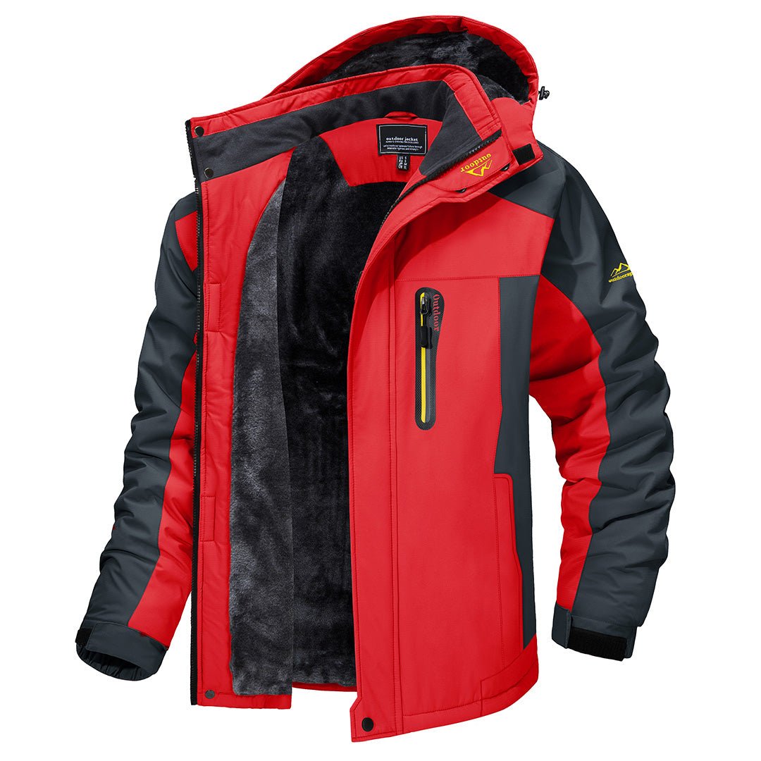 Men's Insulated Winter Jacket with Removable Hood, High Collar, Zippered Chest Pocket and Adjustable Hem