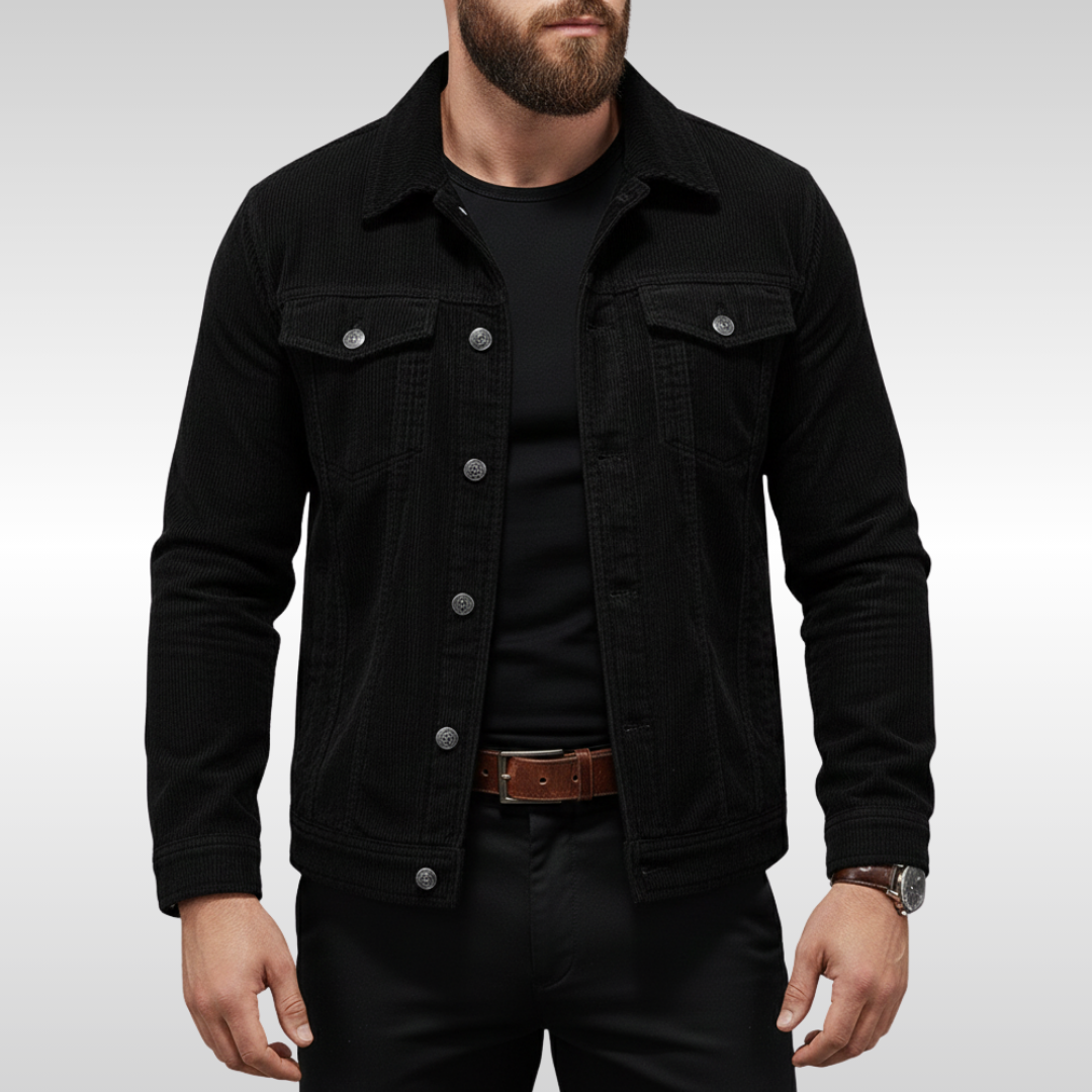 Men's Jacket - Button-Up with Chest Pockets and Structured Fit