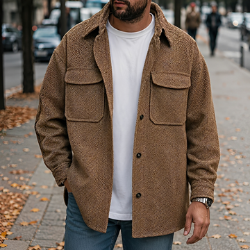 Men's Jacket Casual Button-Up with Pockets - Relaxed Fit
