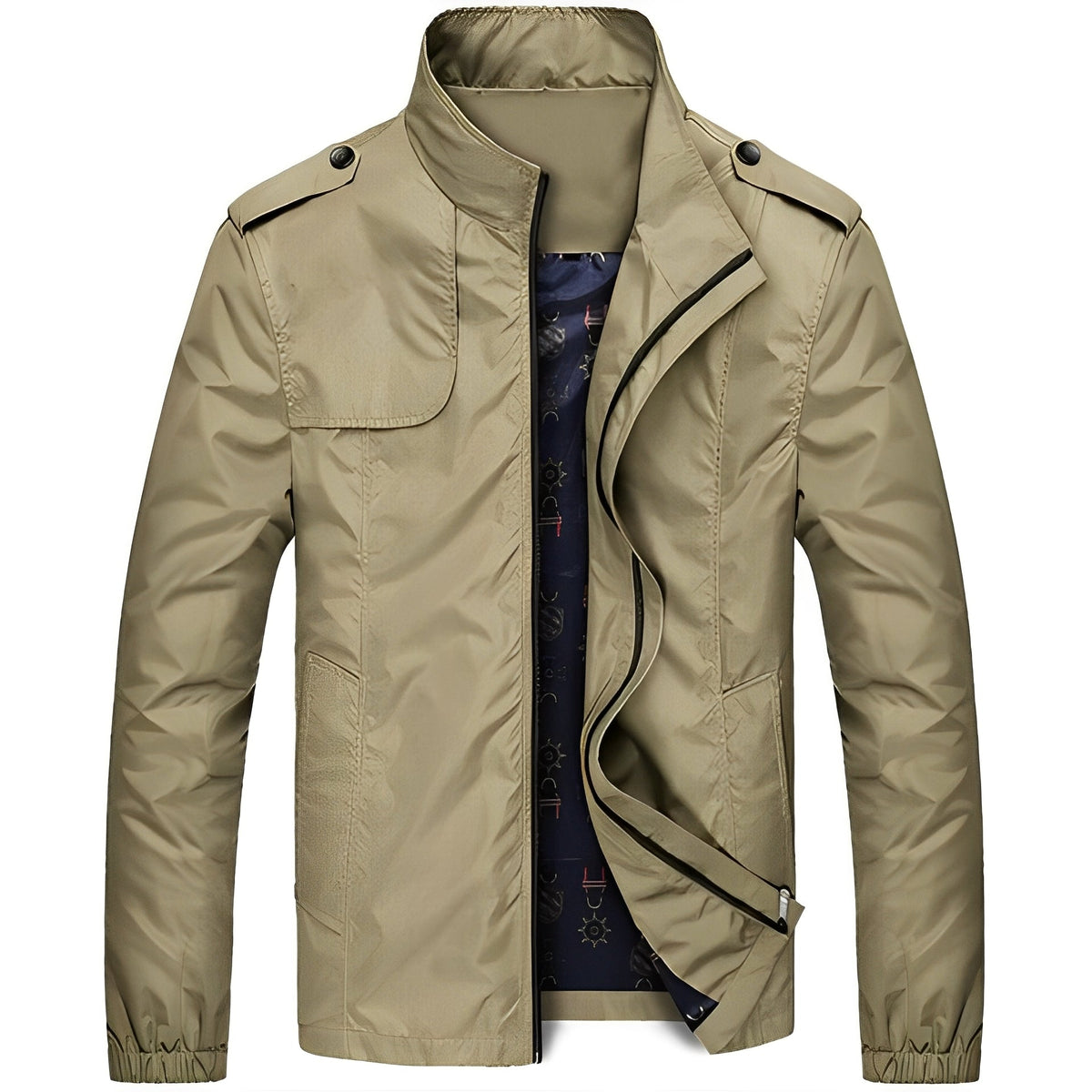 Men's Jacket Casual Lightweight with Zipper Closure and Pockets - Regular Fit