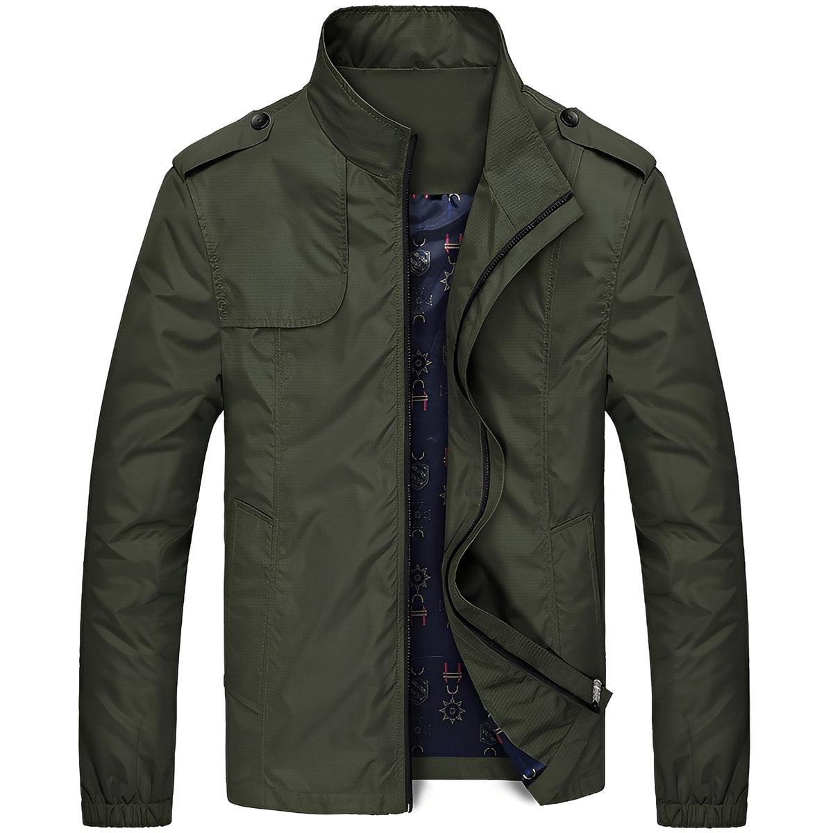 Men's Jacket Casual Lightweight with Zipper Closure and Pockets - Regular Fit