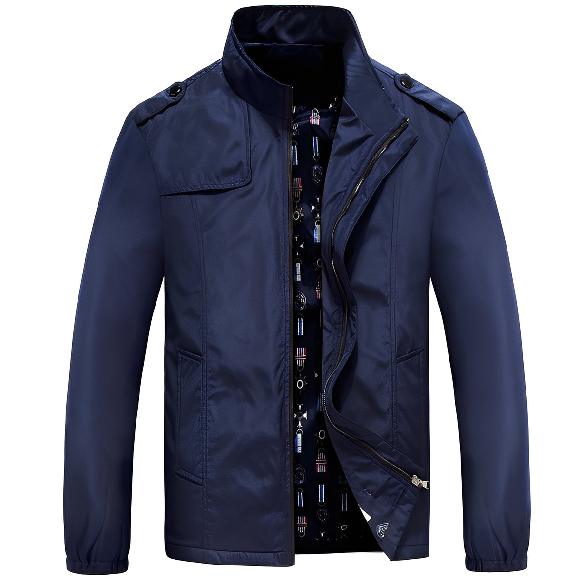 Men's Jacket Casual Lightweight with Zipper Closure and Pockets - Regular Fit