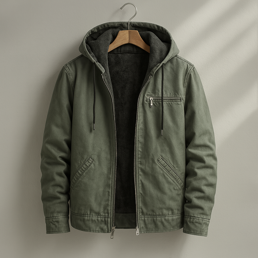 Men's Jacket - Hooded, Zip-Up, Soft Lined, Relaxed Fit