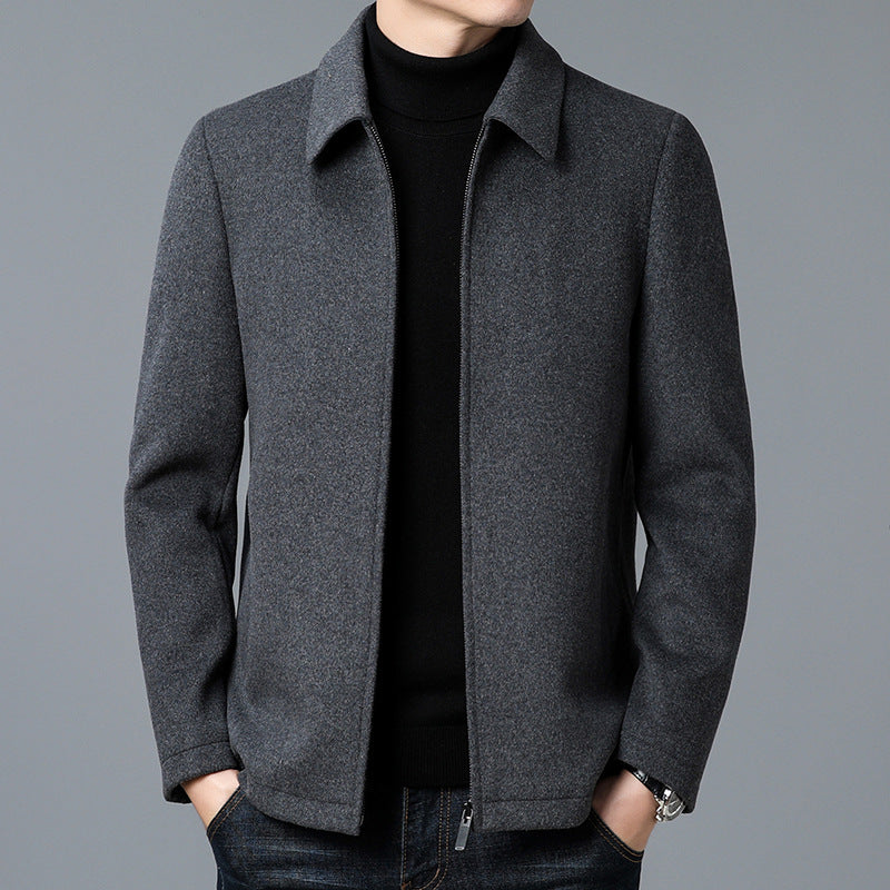 Men's Jacket Stand Collar Zip Closure Tailored Fit