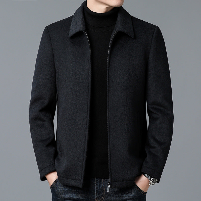 Men's Jacket Stand Collar Zip Closure Tailored Fit