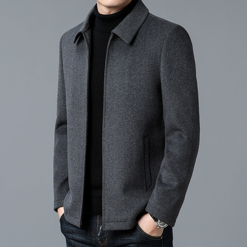 Men's Jacket Stand Collar Zip Closure Tailored Fit