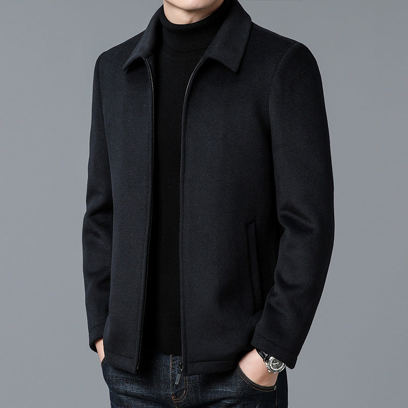 Men's Jacket Stand Collar Zip Closure Tailored Fit