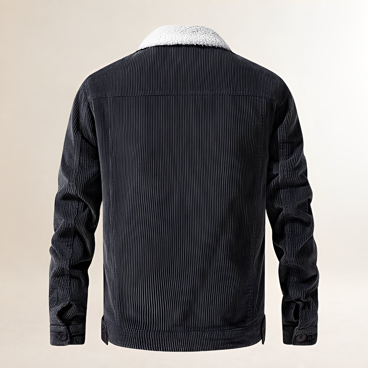 Men's Jacket with Plush Collar and Button Closure - Regular Fit, Casual Style