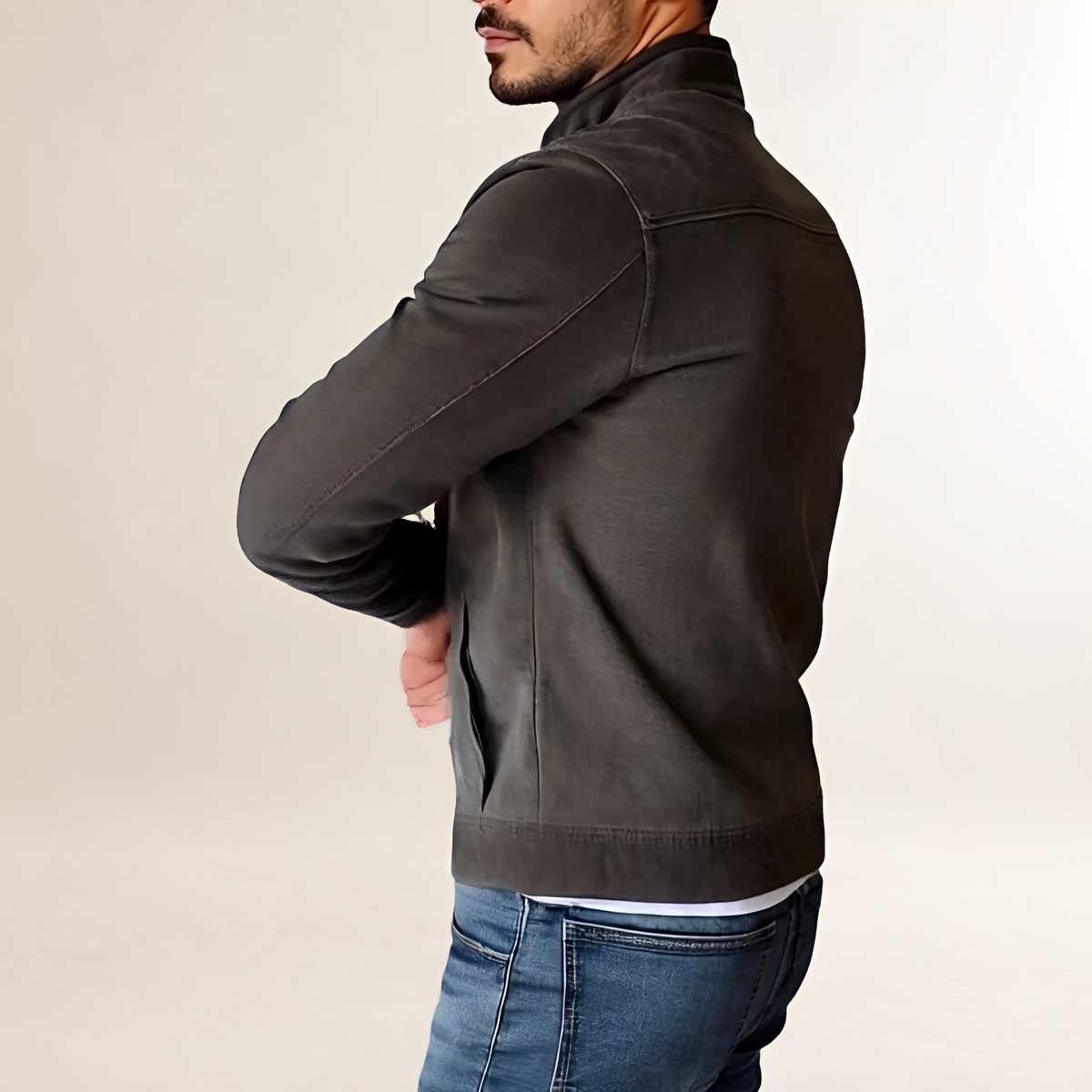 Men's Jacket with Stand Collar and Button Closure - Classic Fit