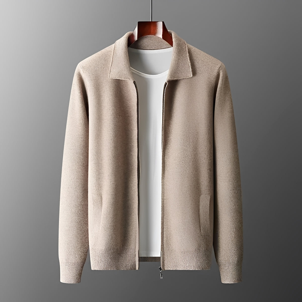 Men's Jacket Zip-Up with Collar - Casual Fit, Long Sleeve Design