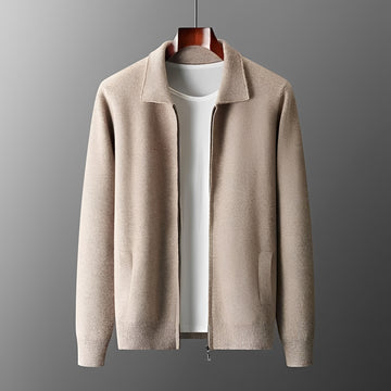 Men's Jacket Zip-Up with Collar - Casual Fit, Long Sleeve Design