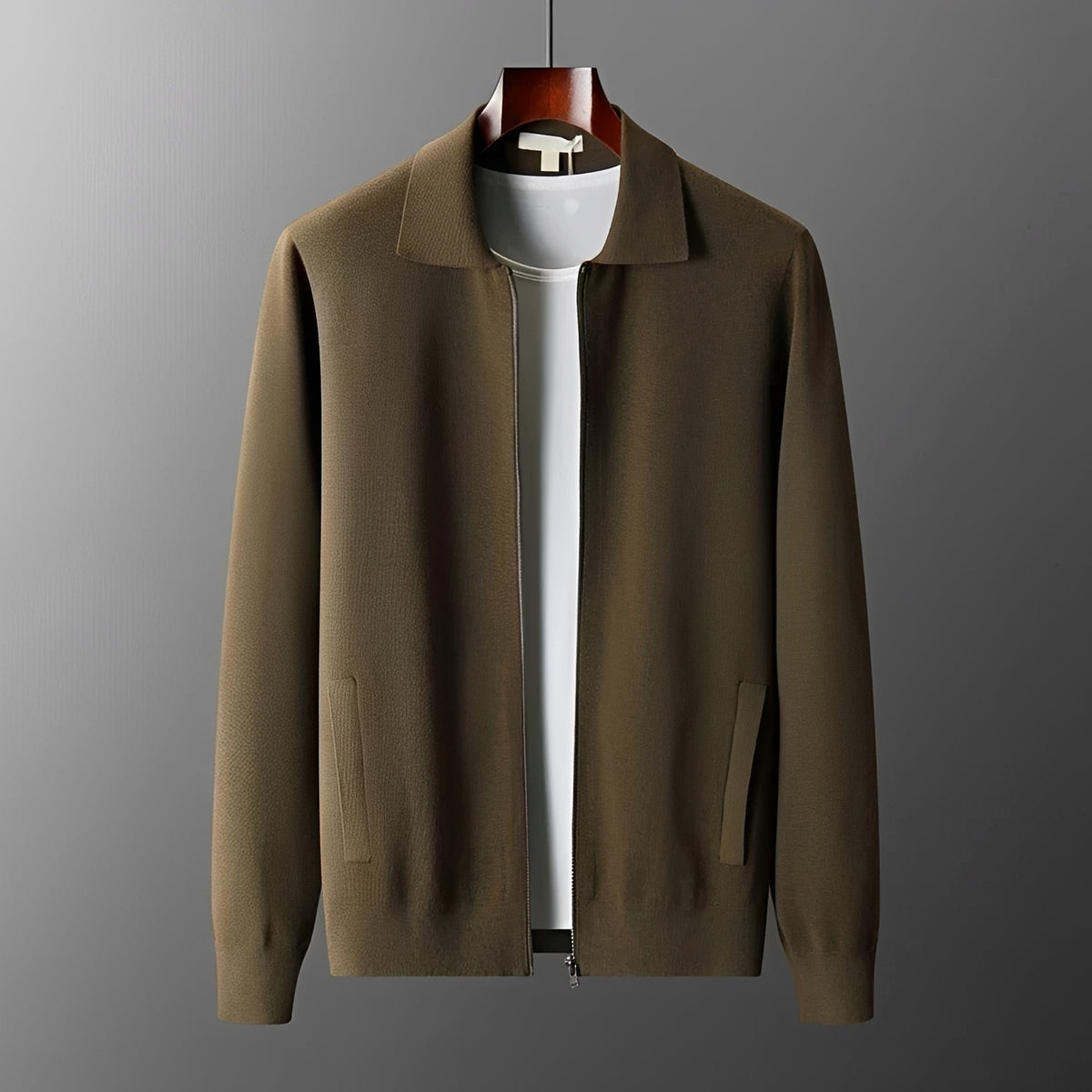 Men's Jacket Zip-Up with Collar - Casual Fit, Long Sleeve Design