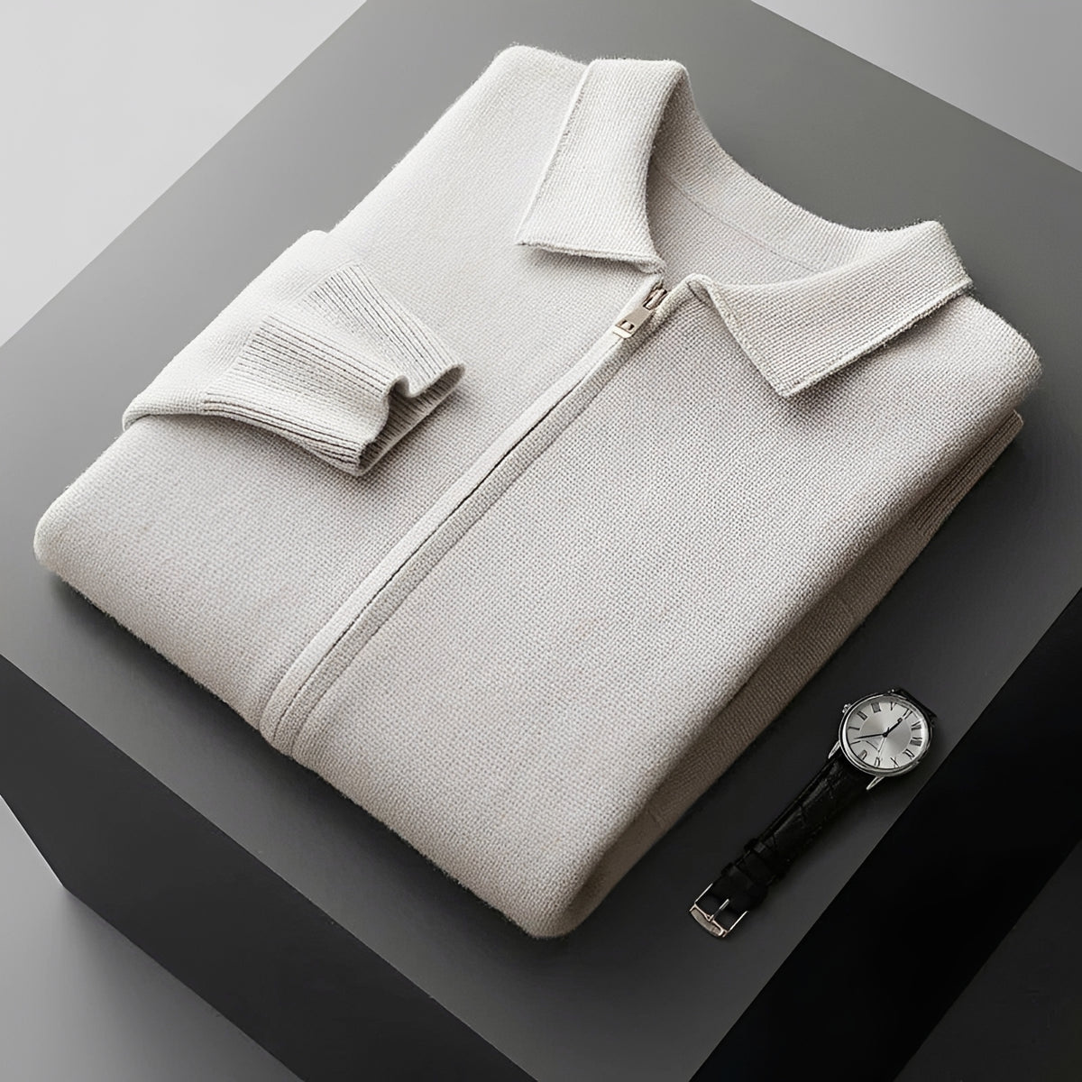 Men's Jacket Zip-Up with Collar - Casual Fit, Long Sleeve Design