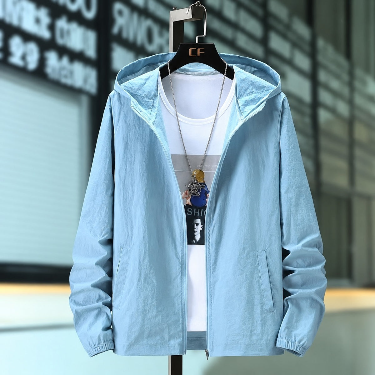 Men's Lightweight Hooded Jacket - Breathable Zip-Up Design