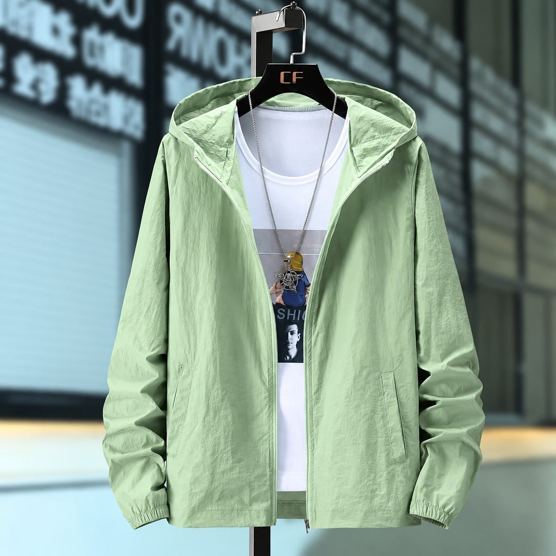Men's Lightweight Hooded Jacket - Breathable Zip-Up Design