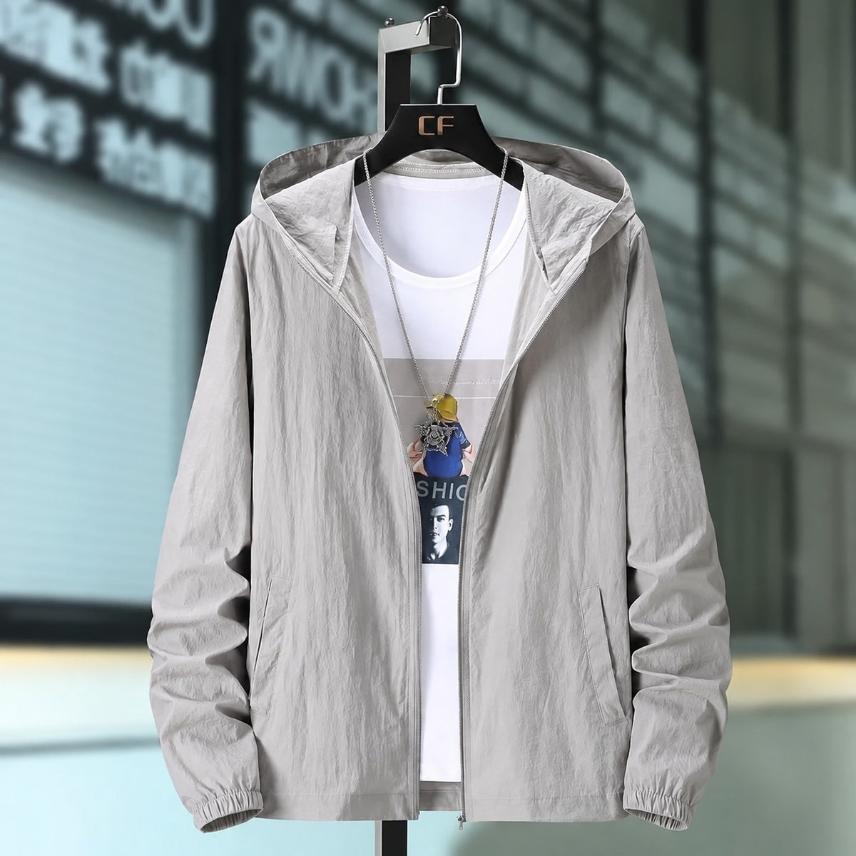 Men's Lightweight Hooded Jacket - Breathable Zip-Up Design