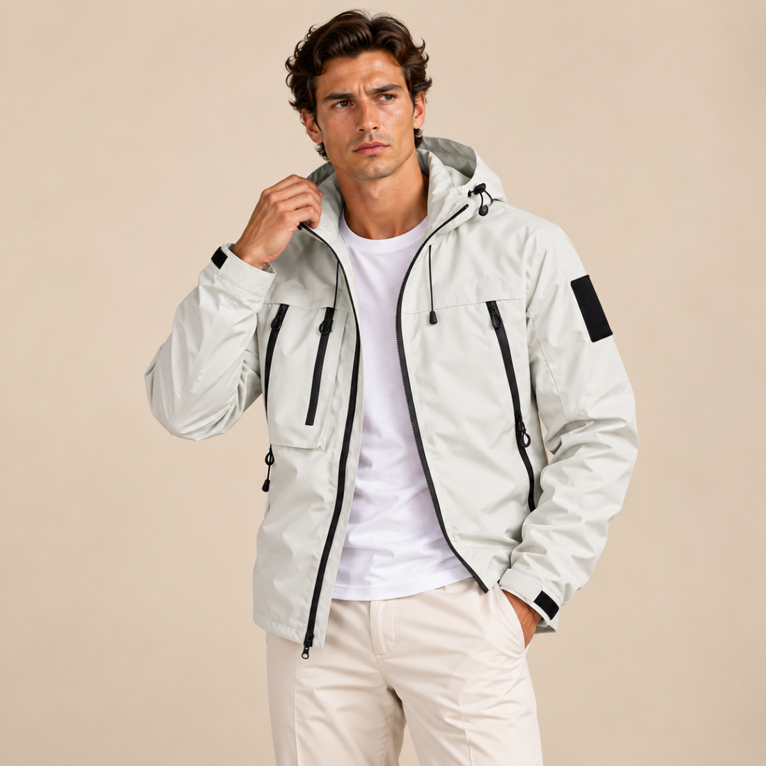 Men's Lightweight Hooded Outdoor Jacket - Full-Zip, Regular Fit, Versatile Design