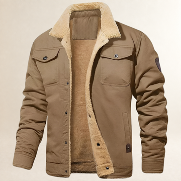 Men's Lined Trucker Jacket - Button-Front, Flap Chest Pockets, Regular Fit