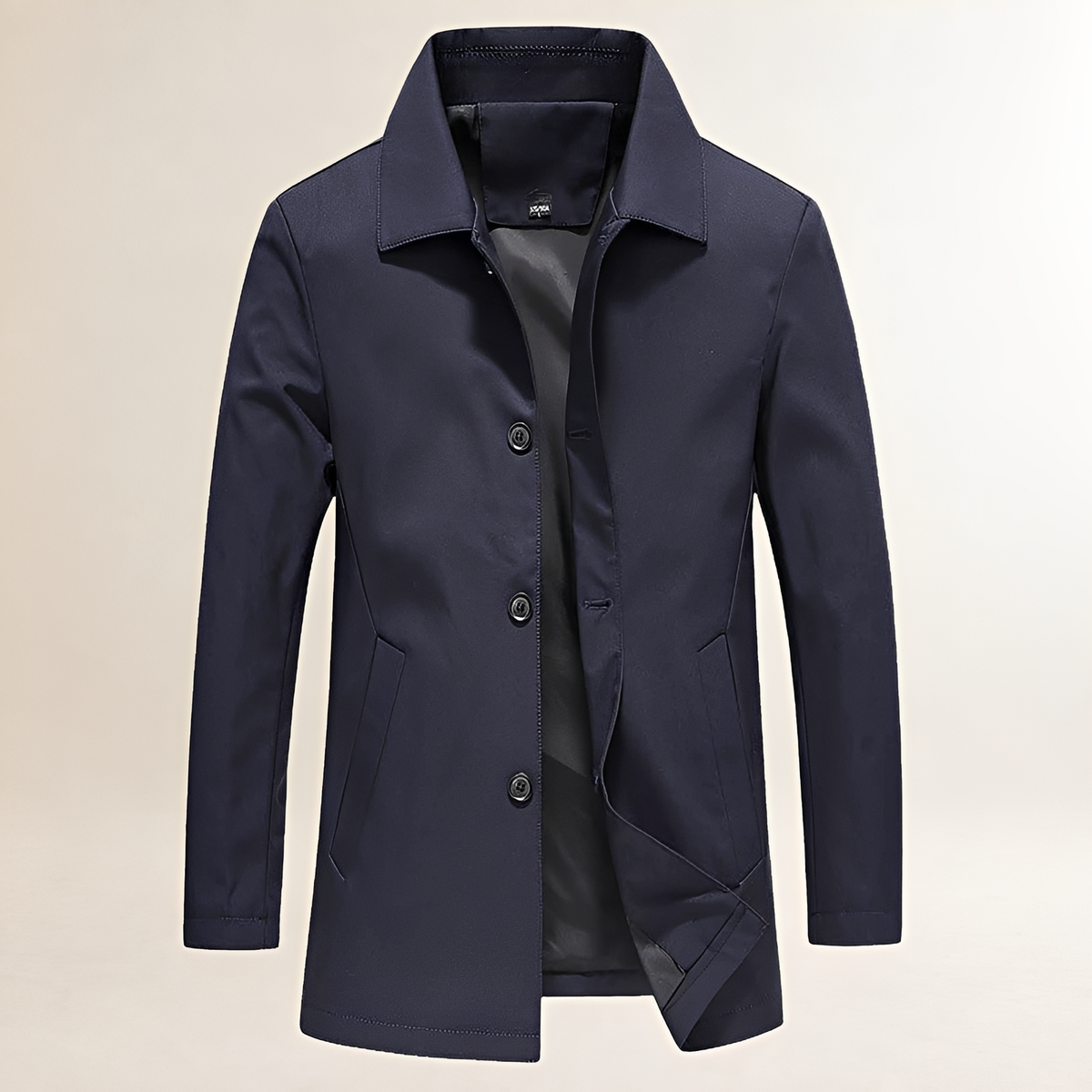 Men's Long Button-Up Jacket - Casual Fit, Classic Design