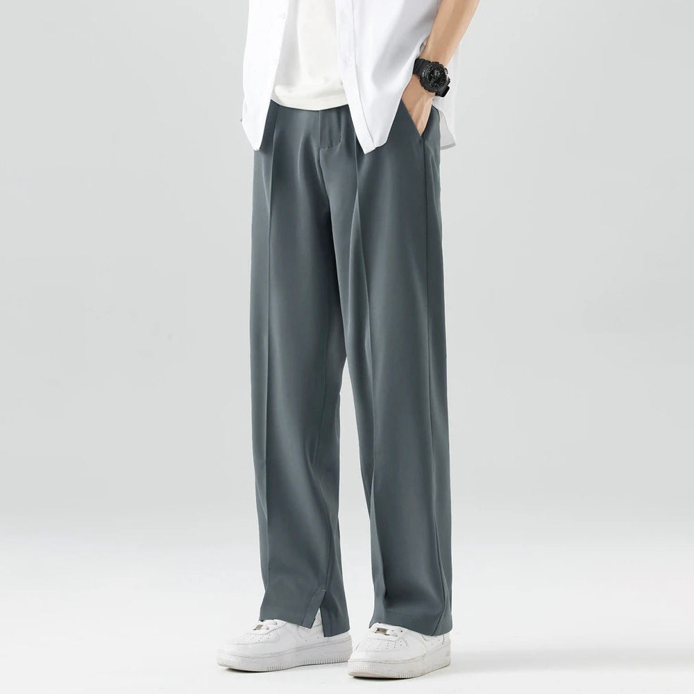 Men's Loose Fit Pants with Side Pockets and Wide Leg Design