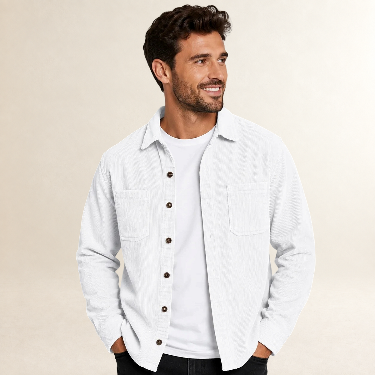 Men's Overshirt Shacket with Lapel Collar and Button Front - Regular Fit Casual Style