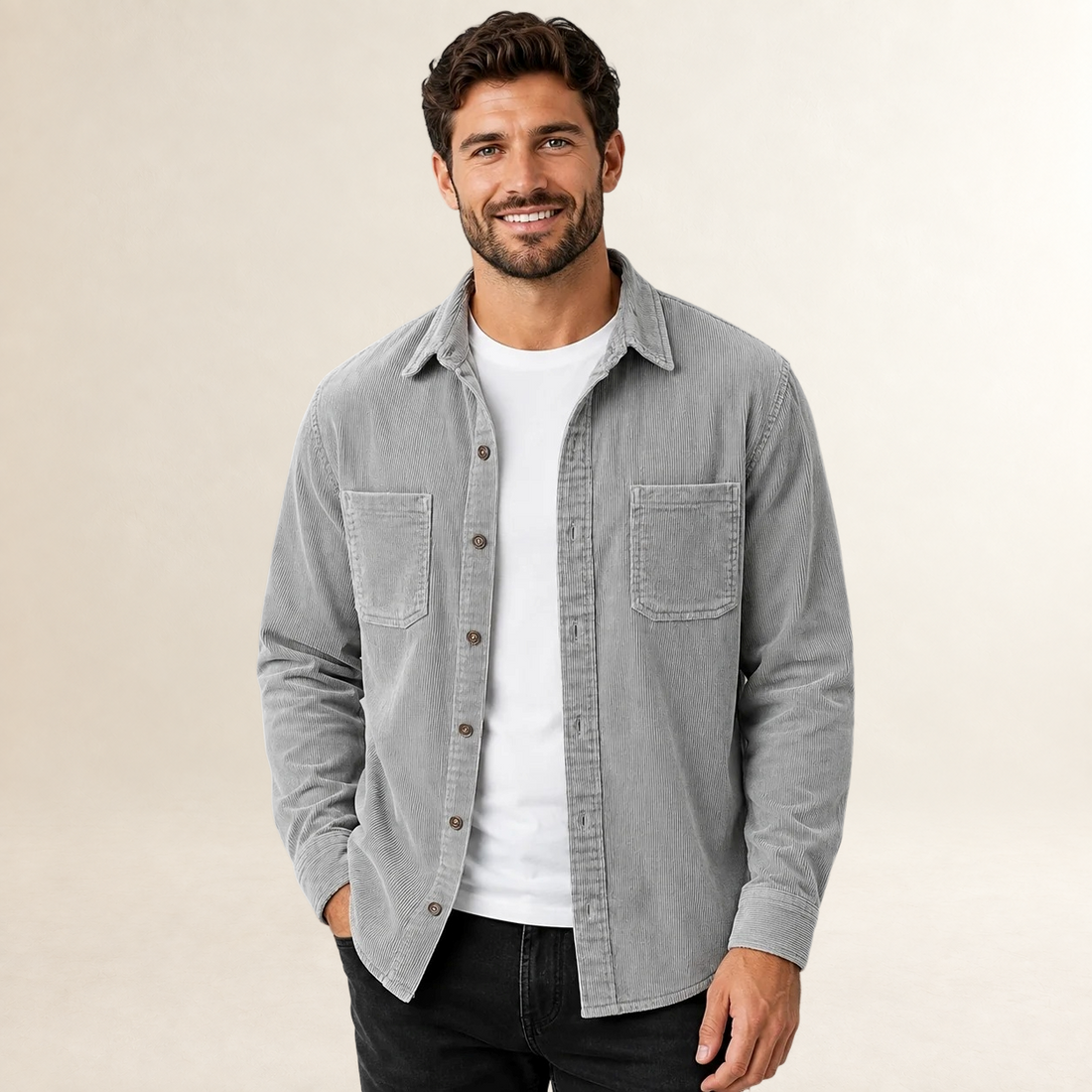 Men's Overshirt Shacket with Lapel Collar and Button Front - Regular Fit Casual Style