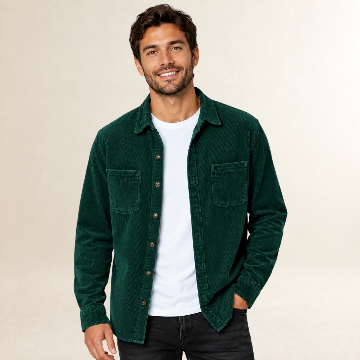 Men's Overshirt Shacket with Lapel Collar and Button Front - Regular Fit Casual Style