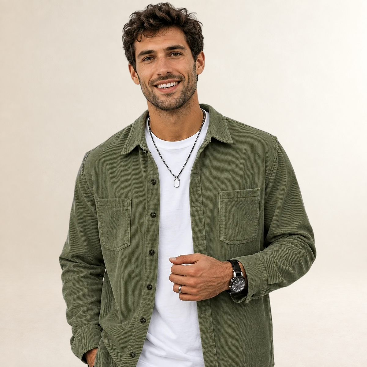 Men's Overshirt Shacket with Lapel Collar and Button Front - Regular Fit Casual Style