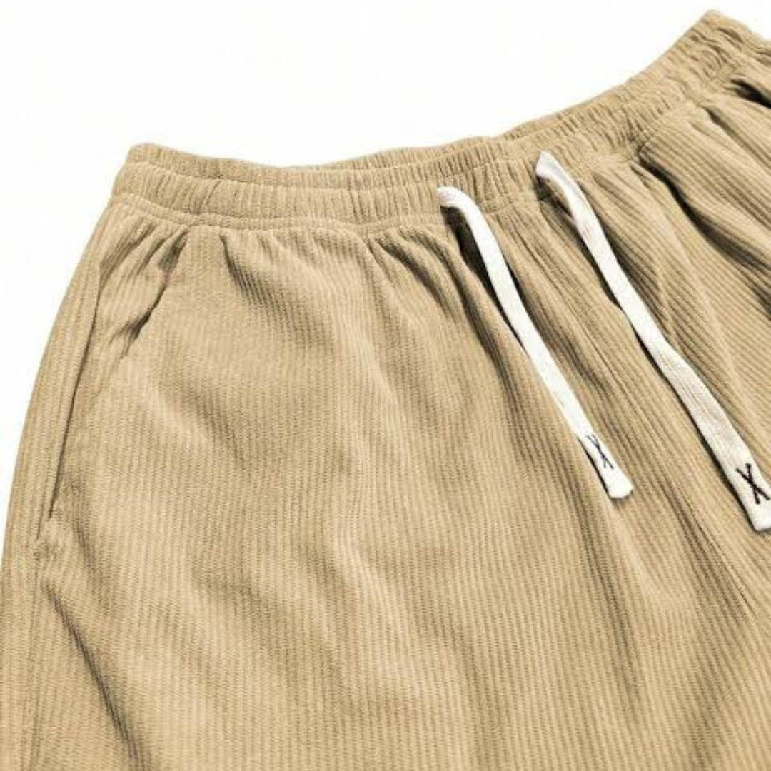 Men's Pants - Adjustable Drawstring Waist, Relaxed Straight‑Leg, Side Pockets, Logo Patch