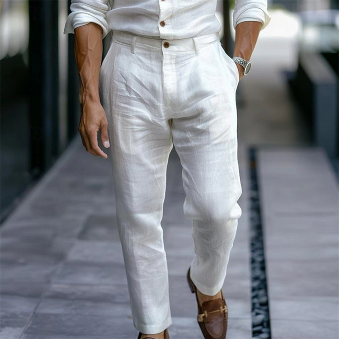 Men's Pants - Tailored Pleated Front, Tapered Ankle-Length Fit