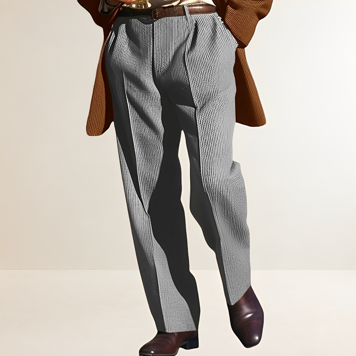 Men's Pinstripe Suit Pants - Straight Leg, Pleated Design