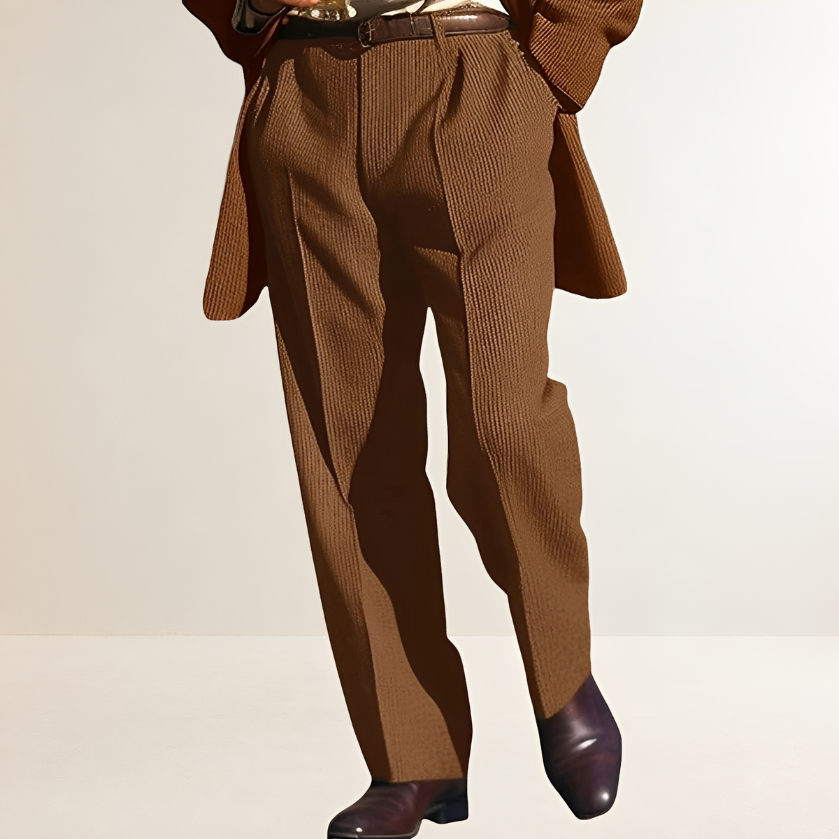 Men's Pinstripe Suit Pants - Straight Leg, Pleated Design