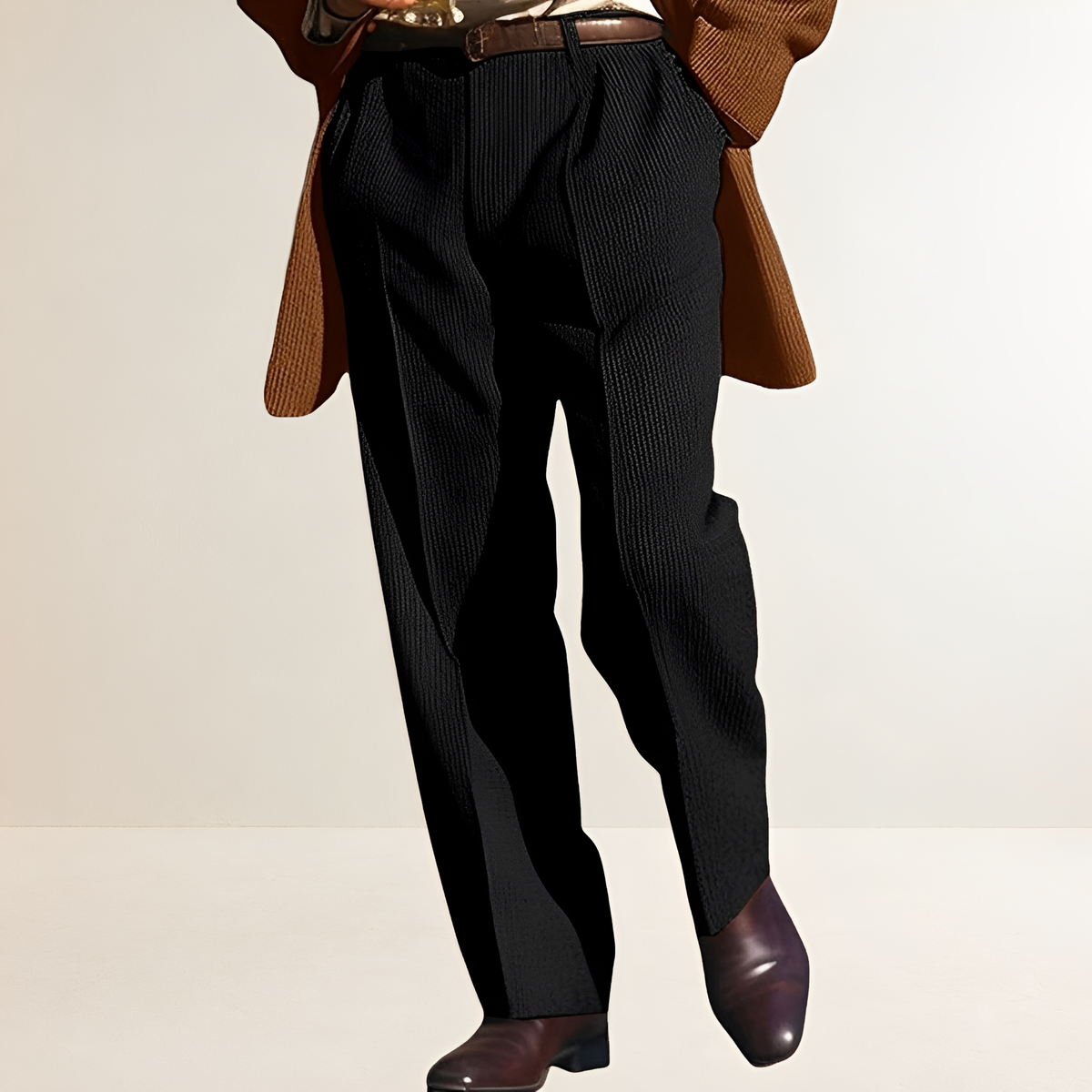 Men's Pinstripe Suit Pants - Straight Leg, Pleated Design