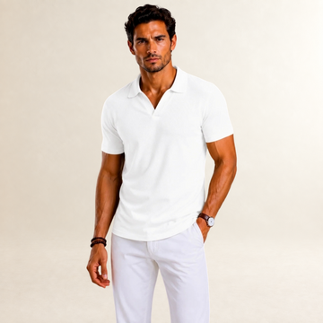 Men's Polo Shirt Textured Design - Short Sleeve, Regular Fit