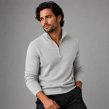 Men's Quarter Zip Sweatshirt - Mock Neck, Long Sleeve, Tailored Fit