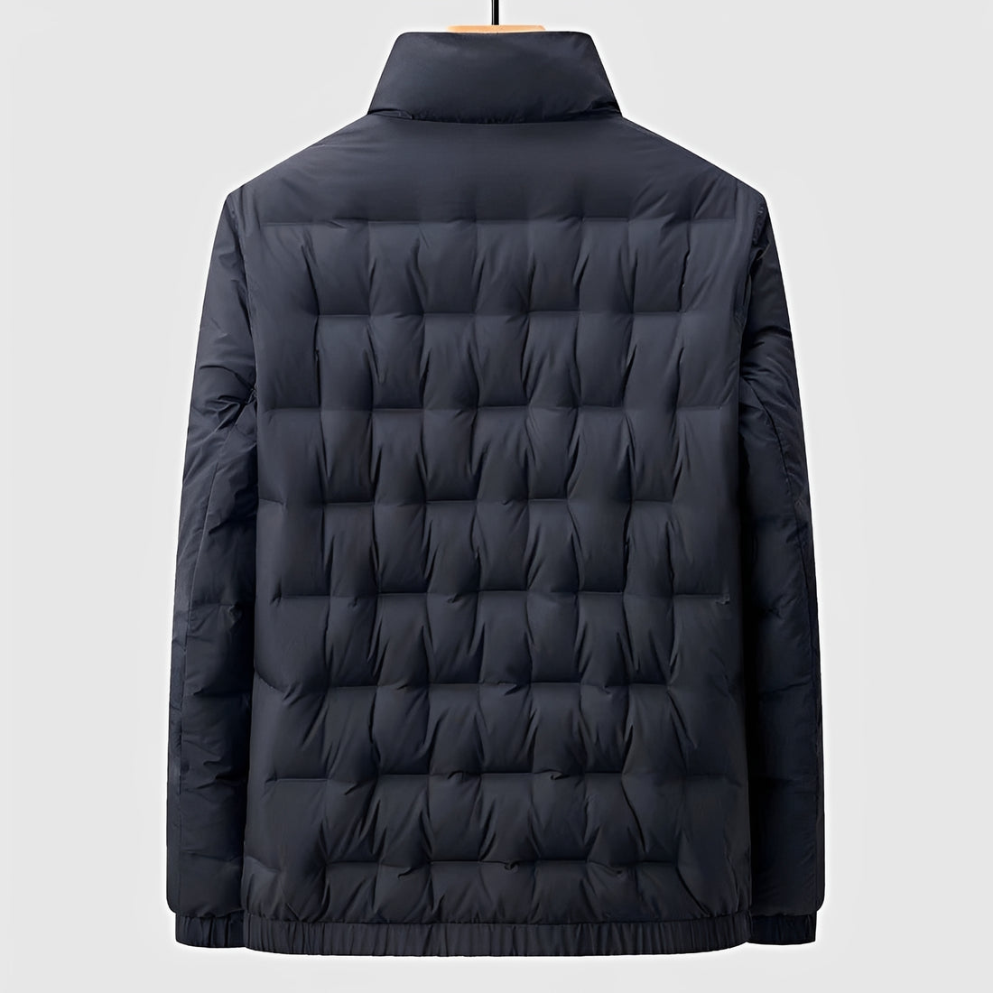 Men's Quilted Jacket - Stand Collar, Zip Closure, Lightweight Design