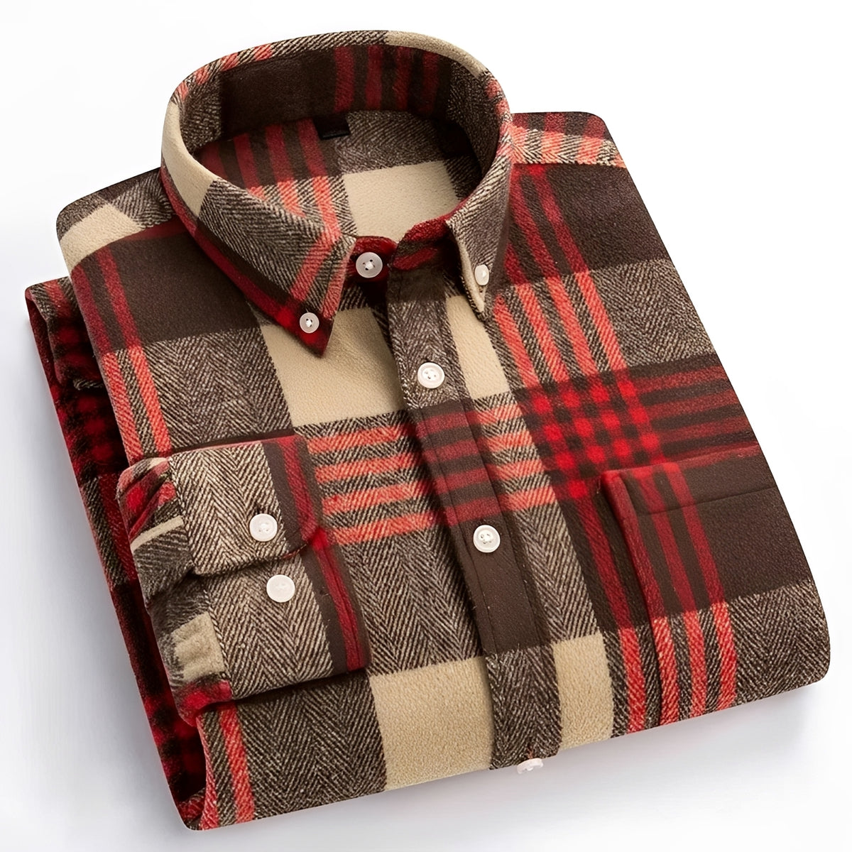 Men's Shirt - Button-Down Collar, Check Pattern, Relaxed Fit