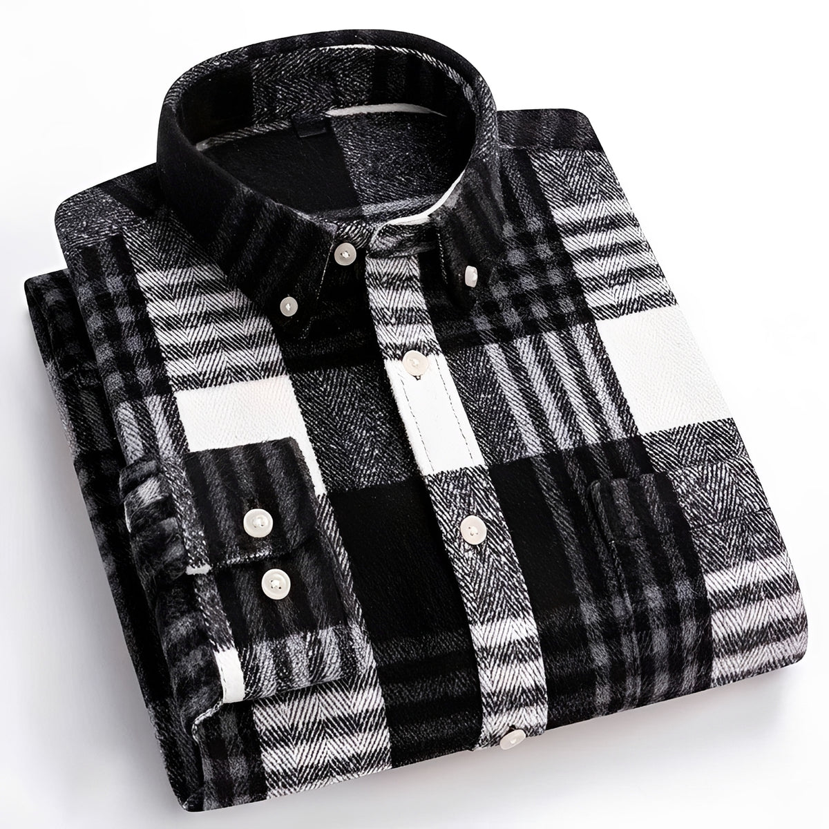 Men's Shirt - Button-Down Collar, Check Pattern, Relaxed Fit